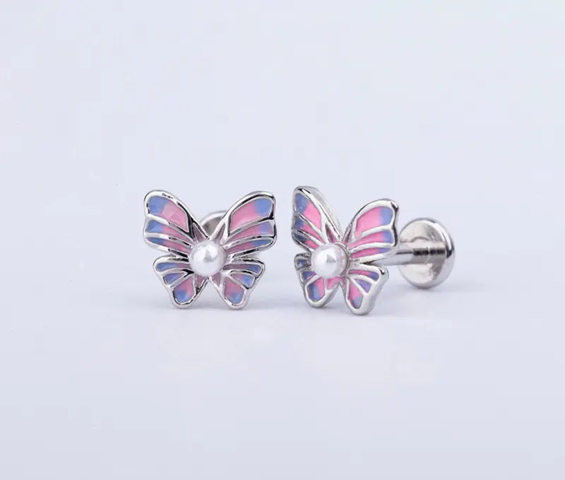 Colorful Titanium Steel Lip Studs with Crown Design