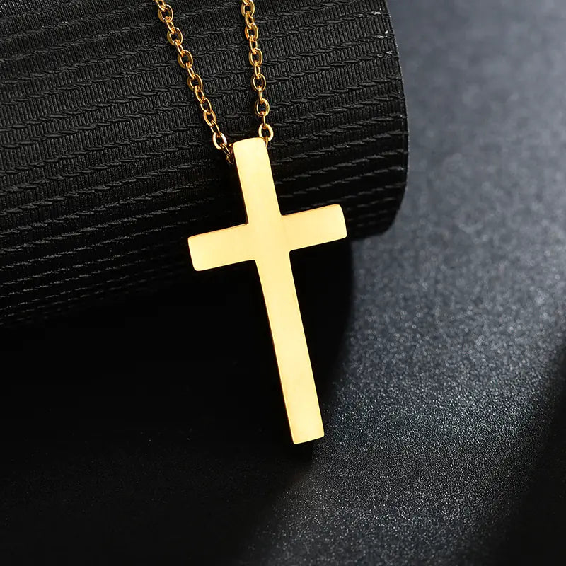 Stainless Steel Cross Necklace with Custom Engraving