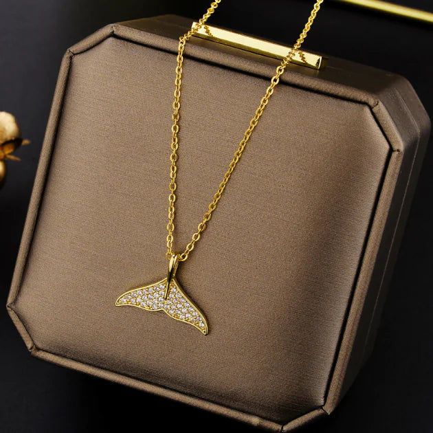 Fashionable Mermaid Titanium Steel Dolphin Necklace