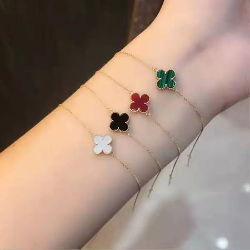 S925 Silver Necklace and Clover Bracelet for Women