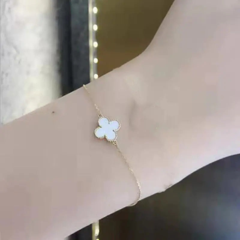 S925 Silver Necklace and Clover Bracelet for Women