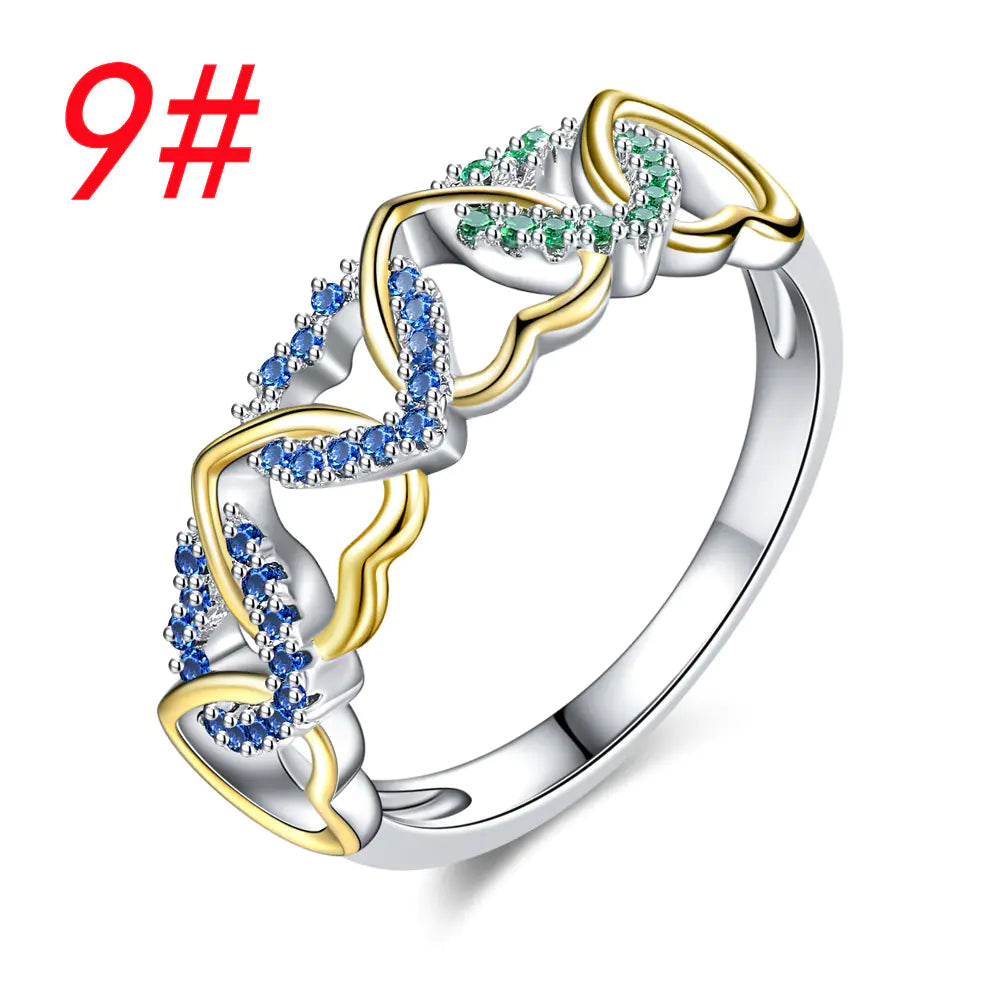 Trendy Two-Color Heart-Shaped Couple Ring (Creative Design)