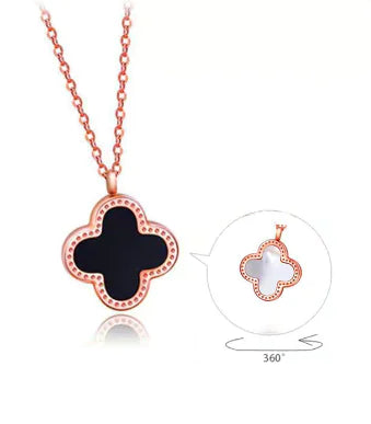 18K Rose Gold Lucky Double-Sided Clover Necklace