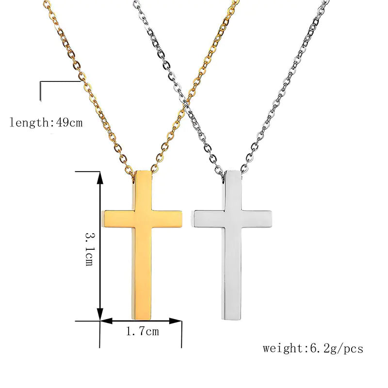 Stainless Steel Cross Necklace with Custom Engraving