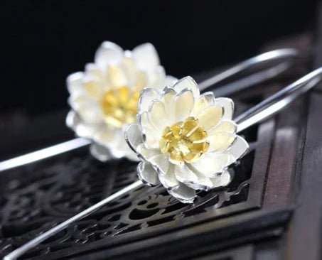S925 Pure Silver Fashion Lotus Earrings