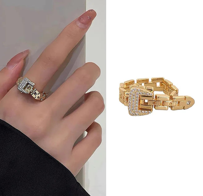 Windsor Buckle Up Chain Adjustable Ring for Women