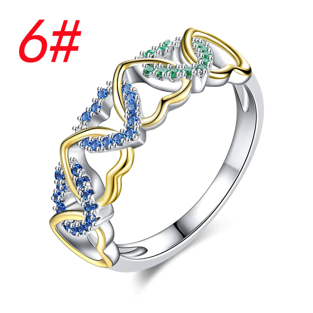 Trendy Two-Color Heart-Shaped Couple Ring (Creative Design)