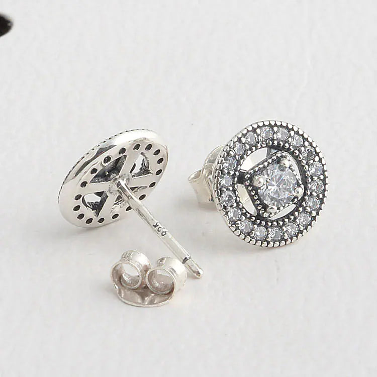 Vintage Charm Zirconia Studs in S925 Silver